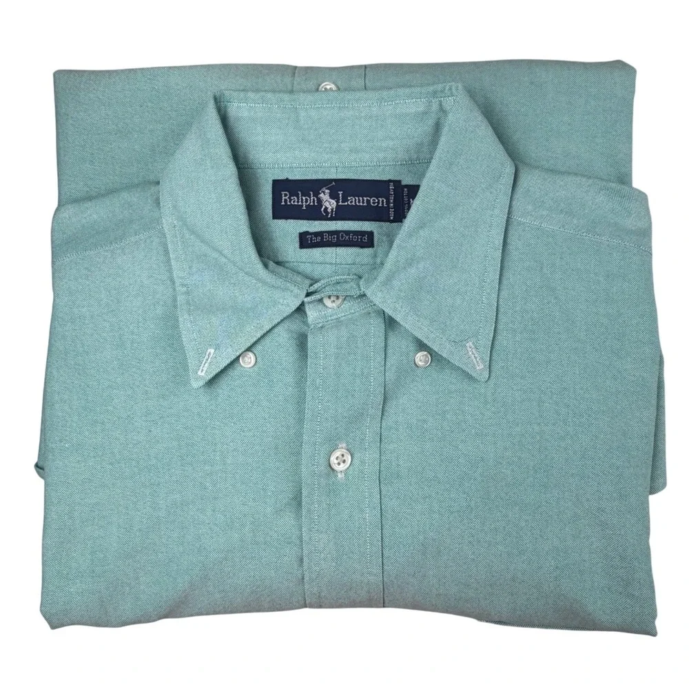 Polo Ralph Lauren The Big Oxford Shirt Mens M Teal Green Button Down Cotton OCBD
